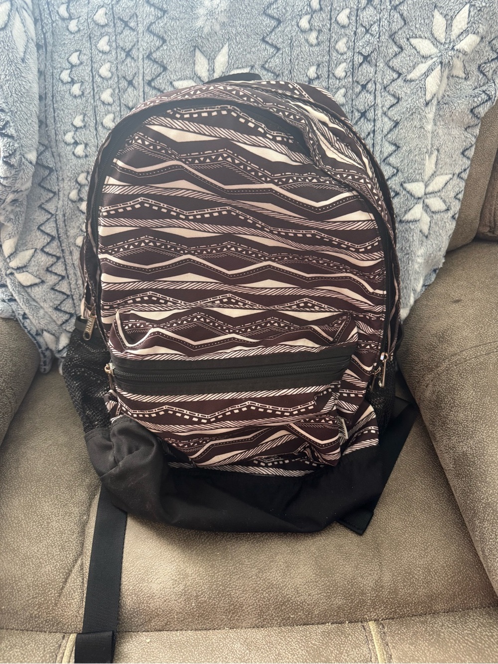 PINK Victoria's Secret Black and White Patterned Backpack